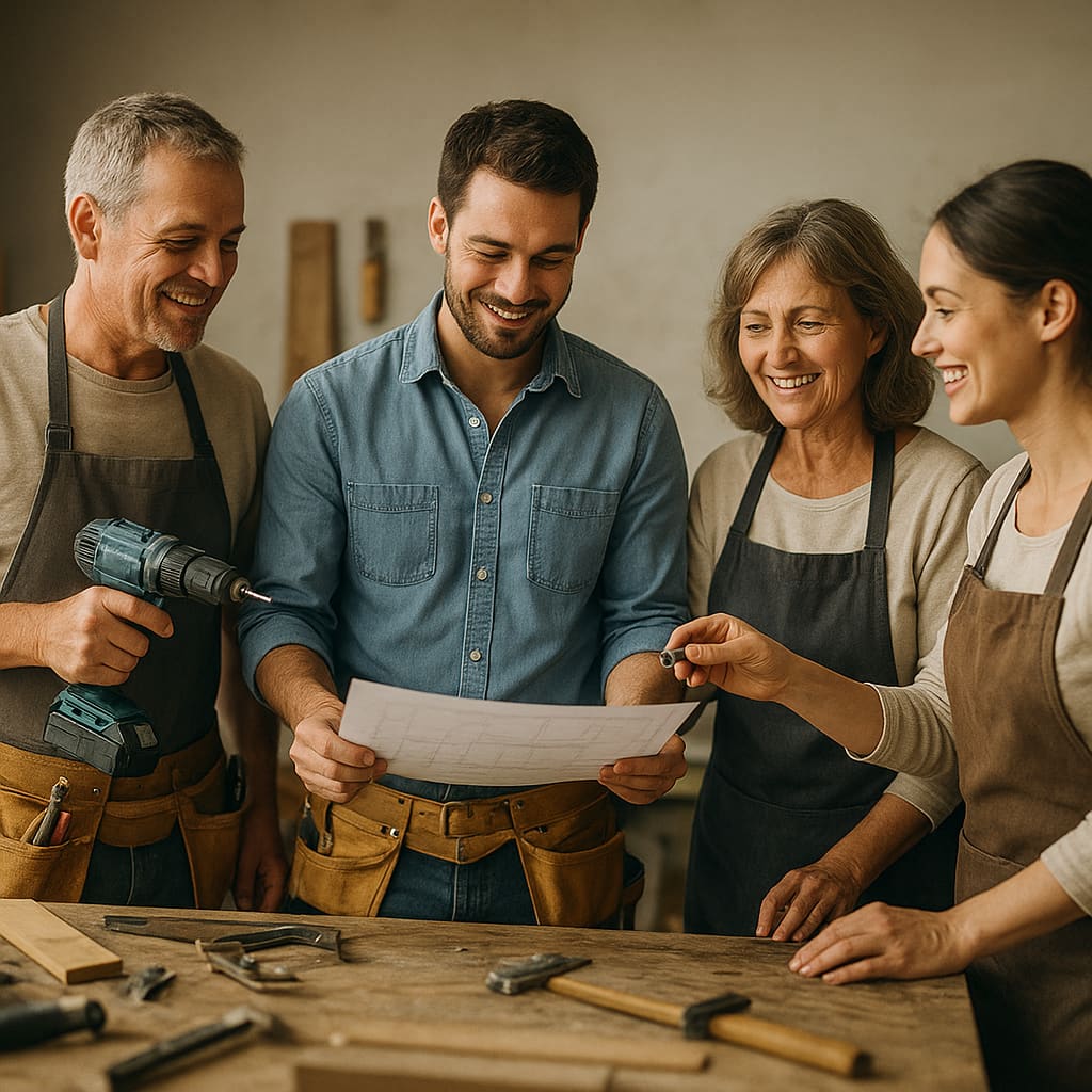 Freundliches familiennahes Handwerksteam in entspannter Arbeitsumgebung
